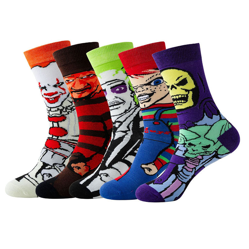 Men's Cartoon Anime Novelty Funny Cotton Comfortable Crew Socks