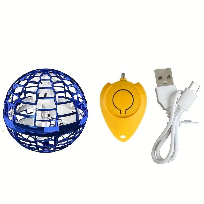 Blue——It consists of three parts: Flying ball, a water droplet-shaped wireless switch, and a USB charging cable