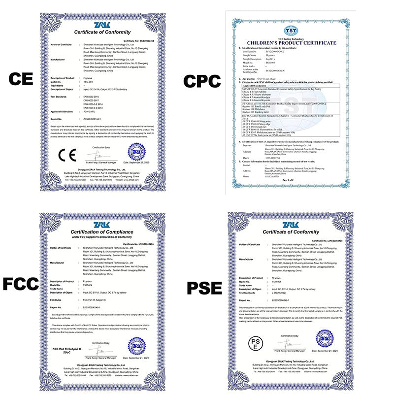 The product has obtained US FCC certification, EU CE certification, Japan PSE certification and China CPC certification. Please feel free to purchase.