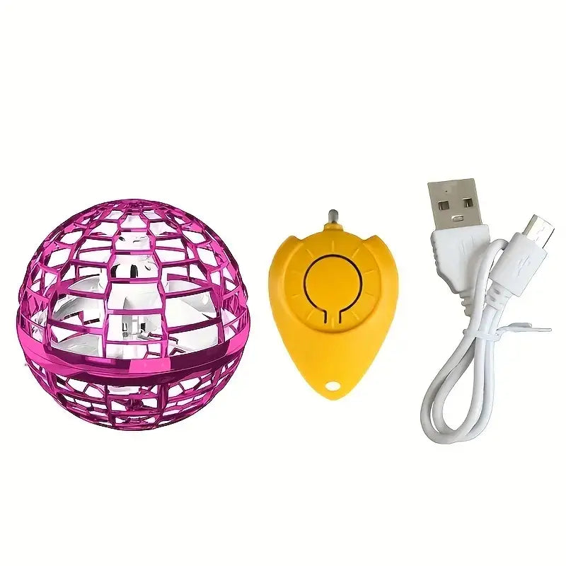 Pink——It consists of three parts: Flying ball, a water droplet-shaped wireless switch, and a USB charging cable