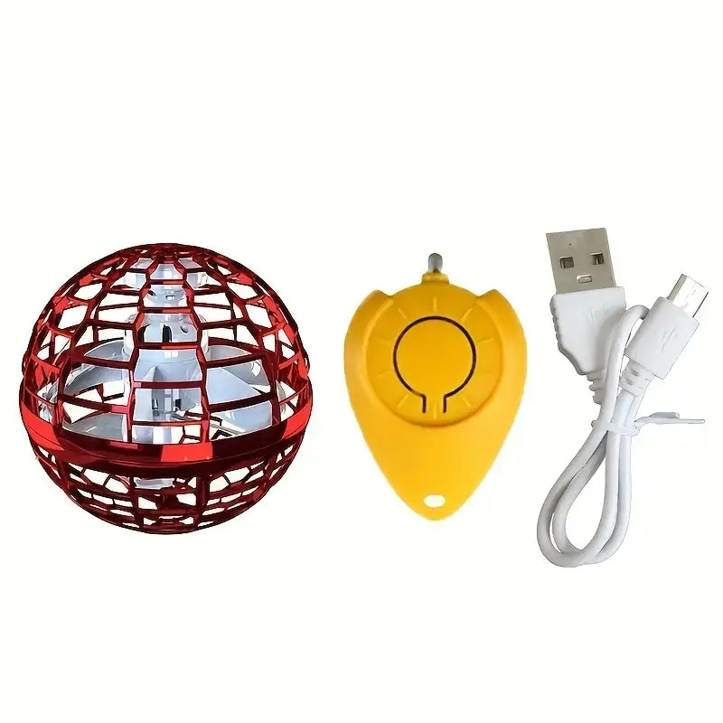 Red——It consists of three parts: Flying ball, a water droplet-shaped wireless switch, and a USB charging cable