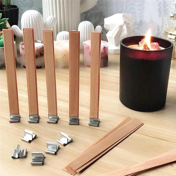 Candle Making Supplies Smokeless Wooden Candle Wick with Iron Stand