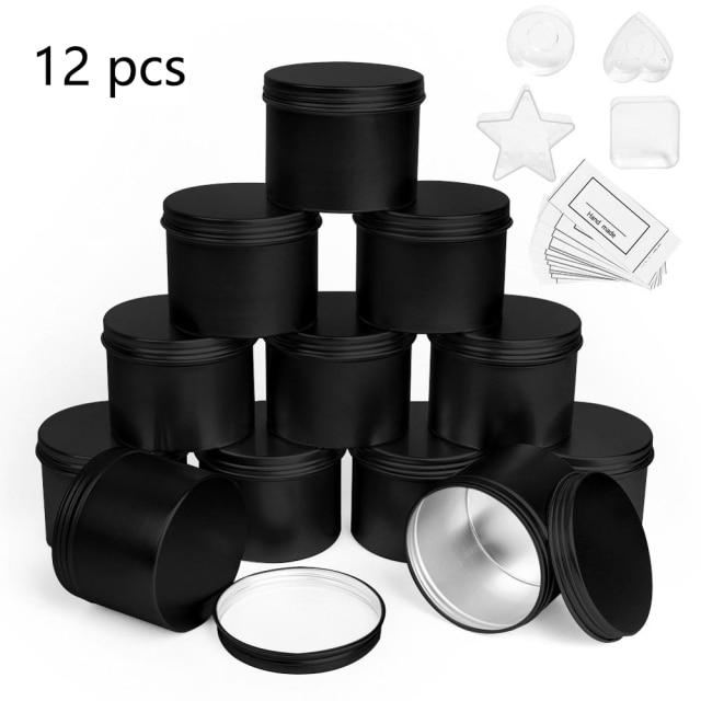 Candle Making Supplies 12 Empty Metal Candle Tins with 4 Plastic Cup