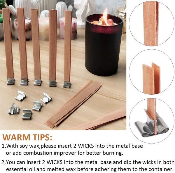 Candle Making Supplies Smokeless Wooden Candle Wick with Iron Stand