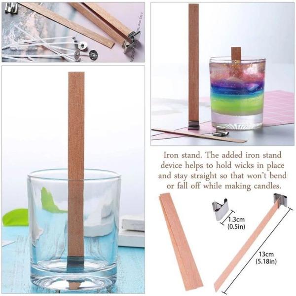 Candle Making Supplies Smokeless Wooden Candle Wick with Iron Stand