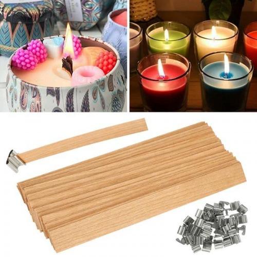 Candle Making Supplies Smokeless Wooden Candle Wick with Iron Stand